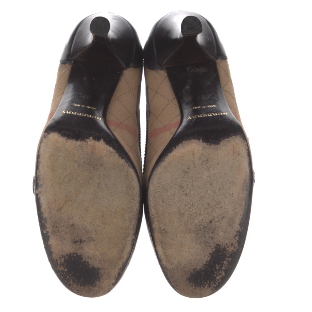 Burberry Canvas Plaid Print Pumps - 37 - Picture 4 of 4